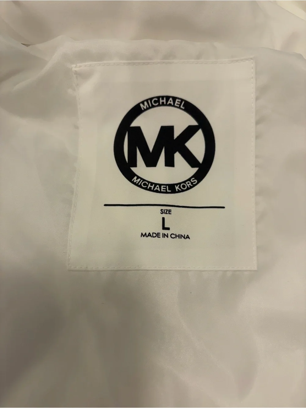 Michael Kors White Quilted Ski Jacket with Black Faux Fur Hood Trim